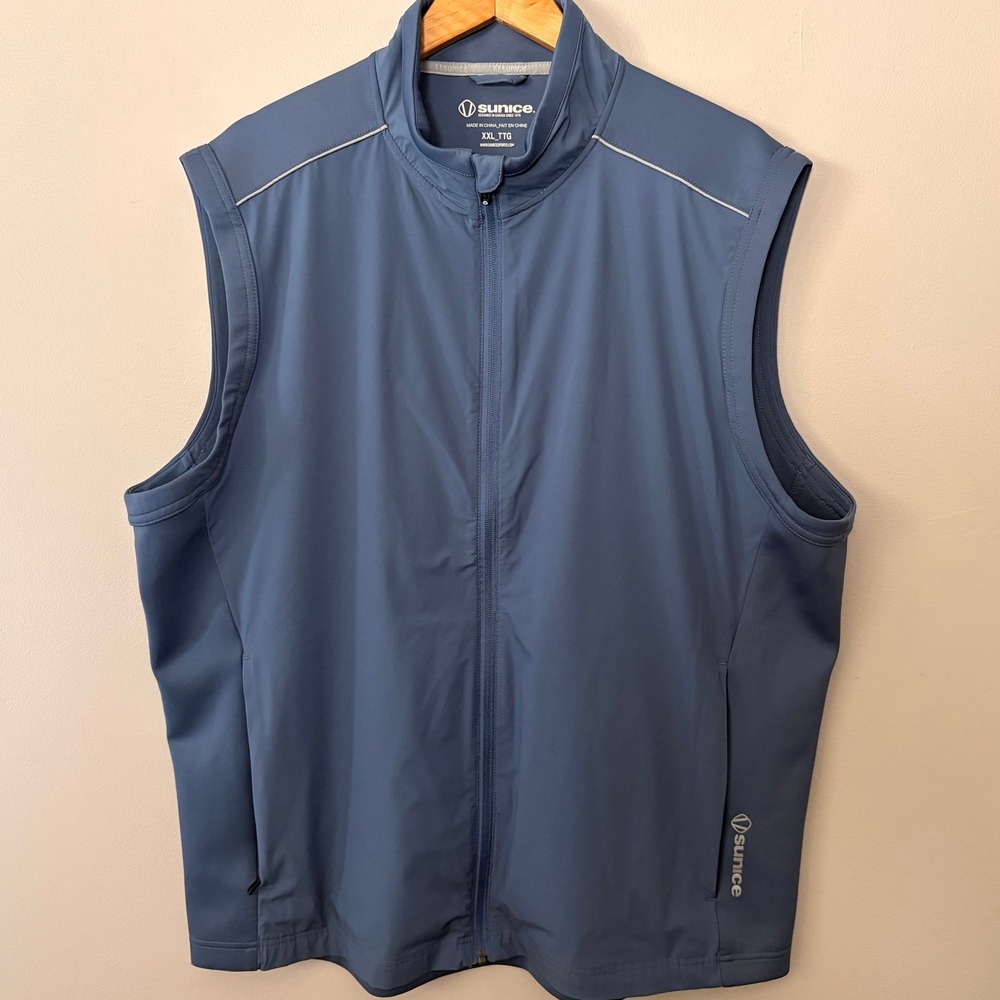 Sunice Golf Vest Men XXL Blue Full Zip Lightweight Performance Stretch